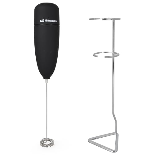 Orbegozo MN 3800 Espumador de Leche Eléctrico a Pilas 2xAA, Batidora para Café y Capuccino, Leche Espumosa en Segundos, Tacto Suave, Fácil Limpieza, Incluye Soporte, Negro